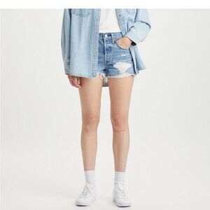 Levi's Blue Distressed Jean Shorts 501